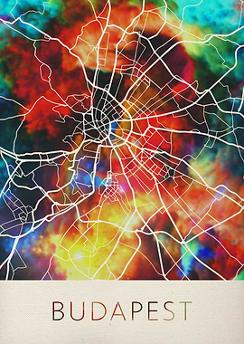 Budapest Watercolor Map