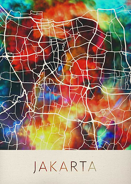 Jakarta Watercolor Map