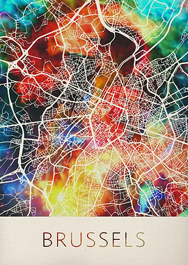 Brussels Watercolor Map