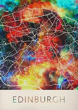Edinburgh Watercolor Map