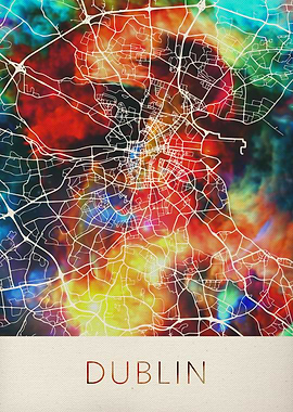 Dublin Watercolor Map