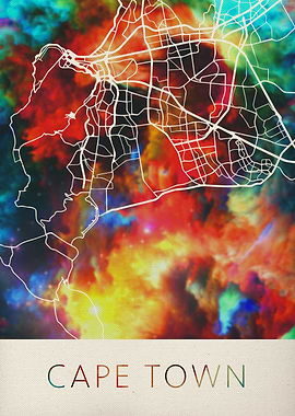 Cape Town Watercolor Map