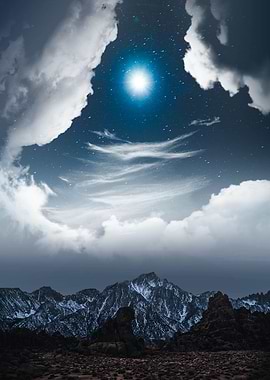 Moon over the mountain