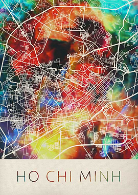 Ho Chi Minh Watercolor Map