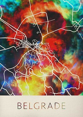 Belgrade Watercolor Map