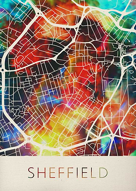 Sheffield Watercolor Map