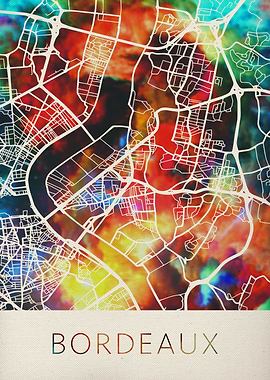 Bordeaux Watercolor Map