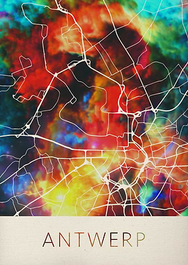 Antwerp Watercolor Map