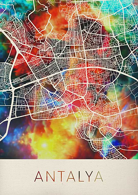 Antalya Watercolor Map