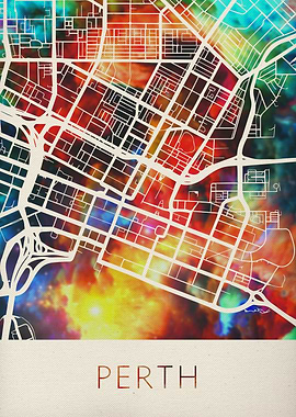 Perth Watercolor City Map