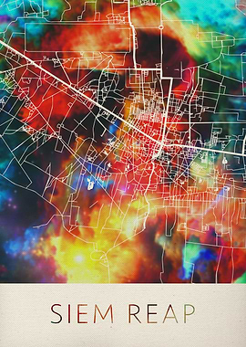Siem Reap Watercolor Map