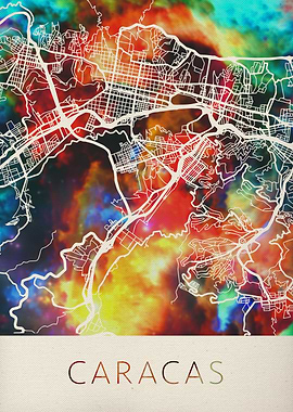 Caracas Watercolor Map