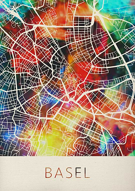 Basel Watercolor City Map