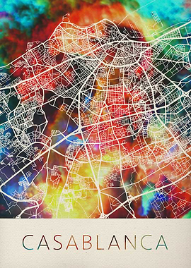 Casablanca Watercolor Map