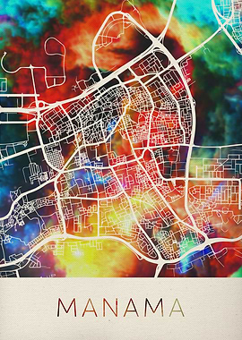Manama Watercolor City Map