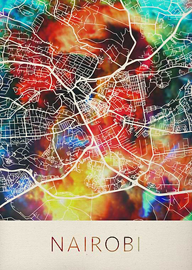 Nairobi Watercolor Map