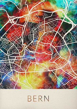 Bern Watercolor City Map