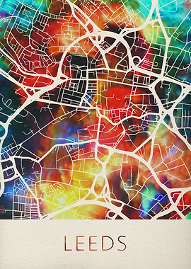 Leeds Watercolor City Map