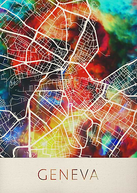 Geneva Watercolor City Map