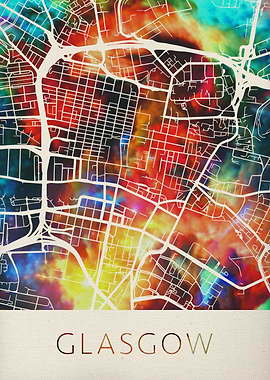 Glasgow Watercolor Map