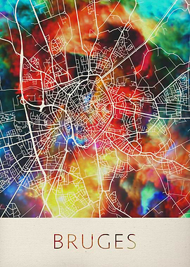 Bruges Watercolor City Map