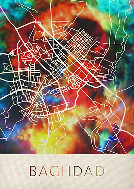 Baghdad Watercolor Map