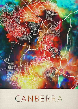 Canberra Watercolor Map