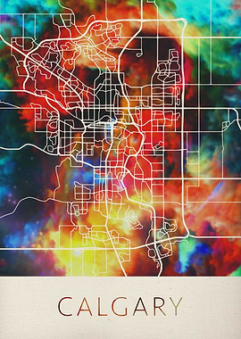 Calgary Watercolor Map
