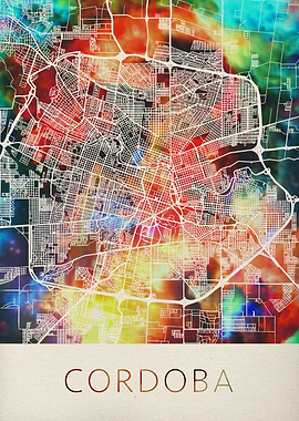 Cordoba Watercolor Map