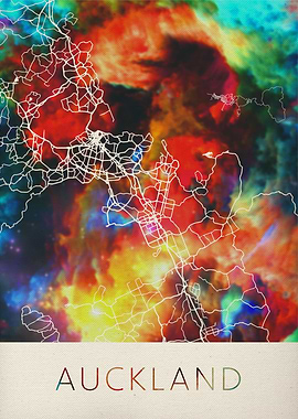 Auckland Watercolor Map