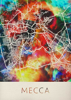 Mecca Watercolor City Map