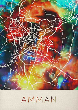 Amman Watercolor City Map