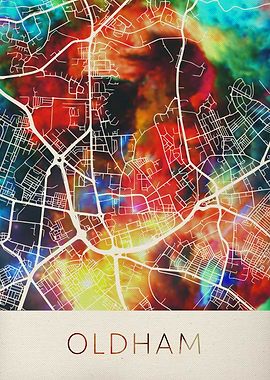 Oldham Watercolor City Map