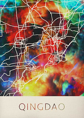 Qingdao Watercolor Map