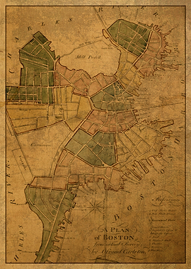 Vintage Map of Boston 1806