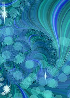 Blue Green Bokeh Fractal