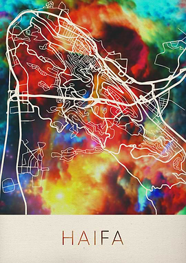 Haifa Watercolor City Map