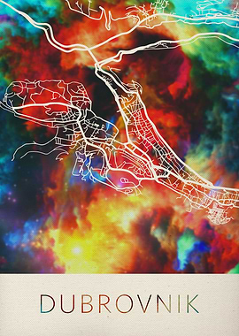Dubrovnik Watercolor Map