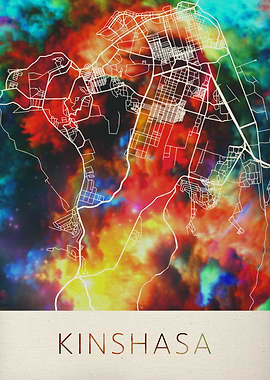 Kinshasa Watercolor Map