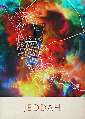 Jeddah Watercolor City Map