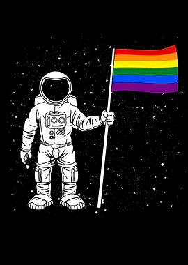 Astronaut with LGBT Flag