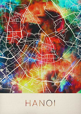 Hanoi Watercolor City Map