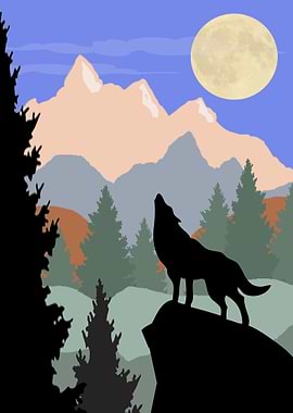 Mountain Scene Wolf