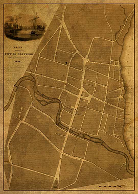 Hartford Vintage Map 1824