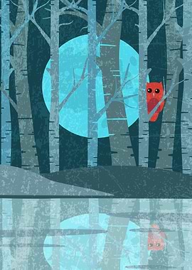 Mystical night forest