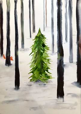 fox and fir tree