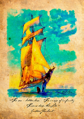 Sailboat on the waves