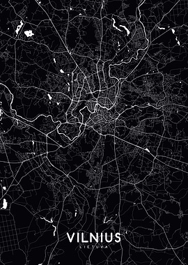 Vilnius map black