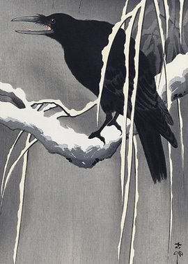 Crow on a Snowy Branch II