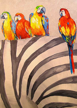 Parrots on Zebra